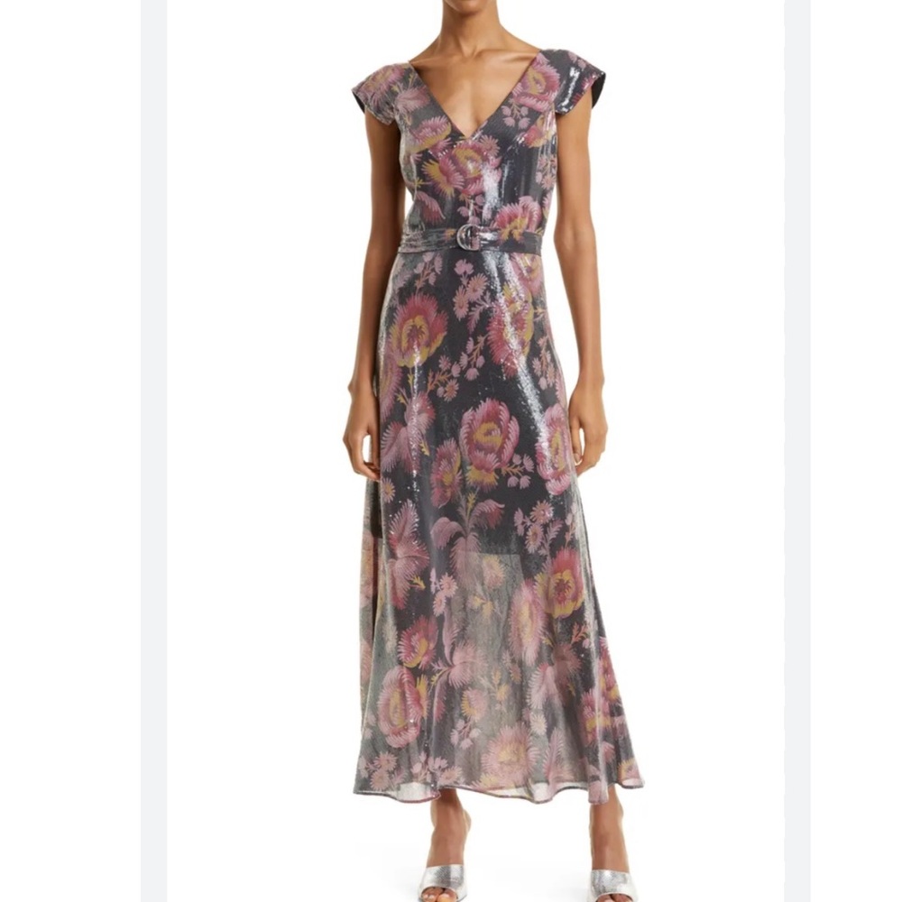 NWT 2025 Ted Baker Ninia Floral V-Neck Sequin Dress Sz US 6 Or Ted Sz 2